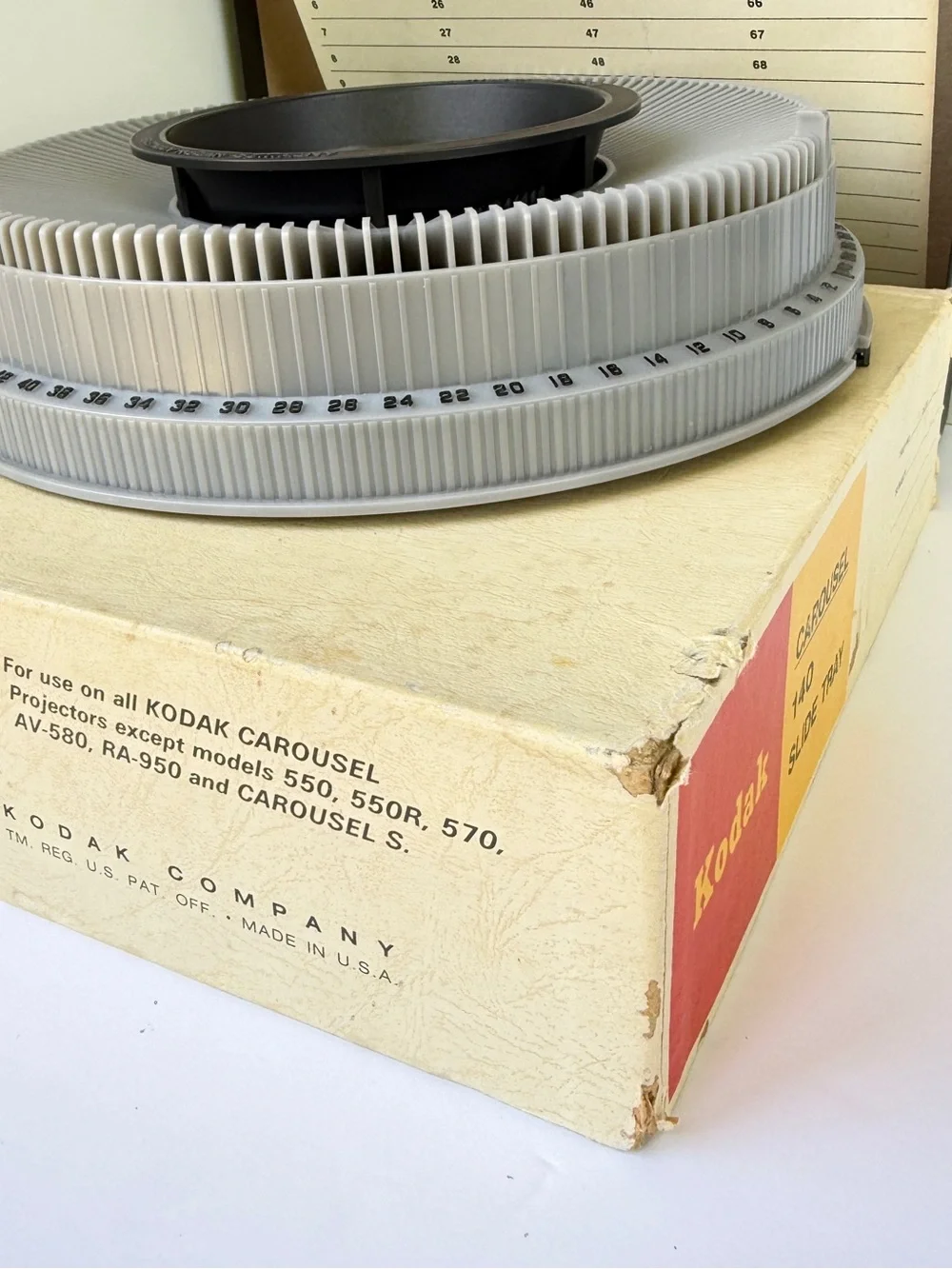 Kodak Carousel 140 Slide Tray In Original Factory Box w Stickers Vintage